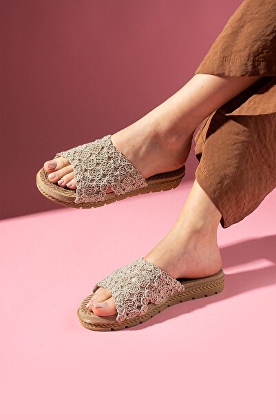 modayaselam Πλεκτές Παντόφλες με Σταυρωτές Λωρίδες