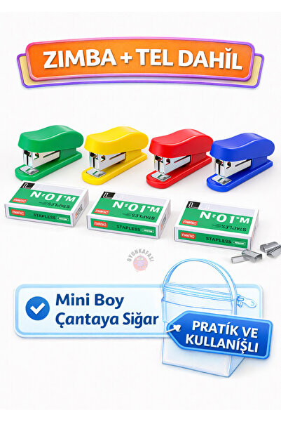 OYUNKAFASI Mini Zımba Tel Dahil Renkli Ofis Okul Zımbası Taşınabilir