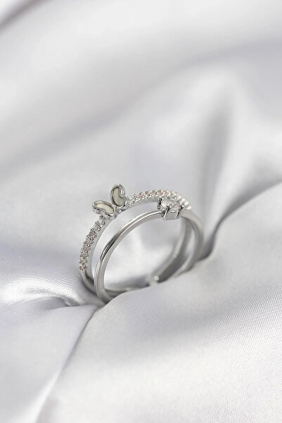 Marsilyan Nvdn- İetaks ™   Silver Color 2-Piece Zircon Stone Butterfly Model ...