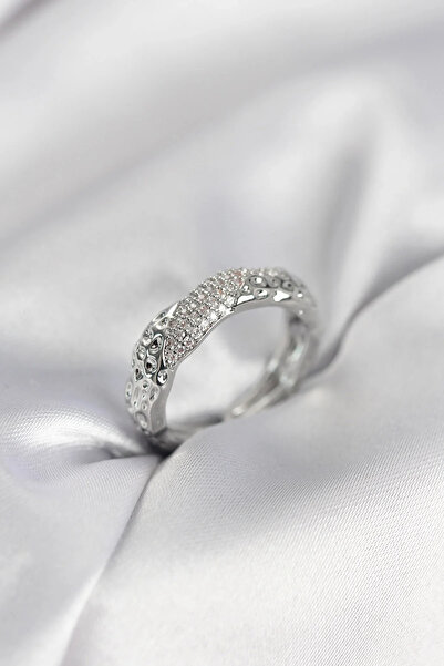 Marsilyan Nvdn- İetaks ™   Silver Color Women's Ring with Zircon Stone and Pu...