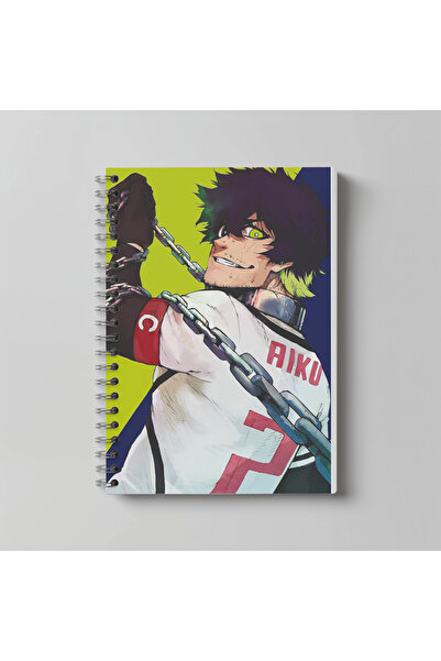 nihonwosekai Caiet Anime Blue Lock, format A4, 60 de coli, fără linii, cu imp...