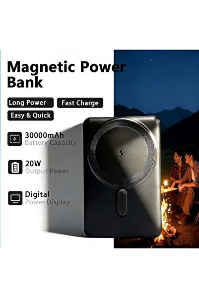 Genrics 30,000Mah Desktop Magnetic Power Bank Featuring an Integrated Cable, ...