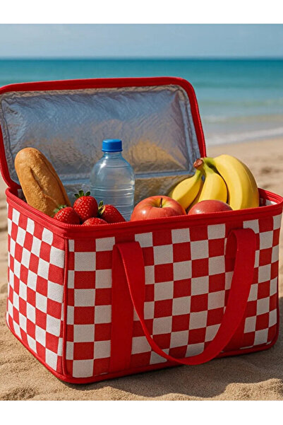 İXOMAN حقيبة تخييم ونزهات وشاطئ مع حافظة حرارة وحافظة ثلج، مزودة بمقصورات داخ...