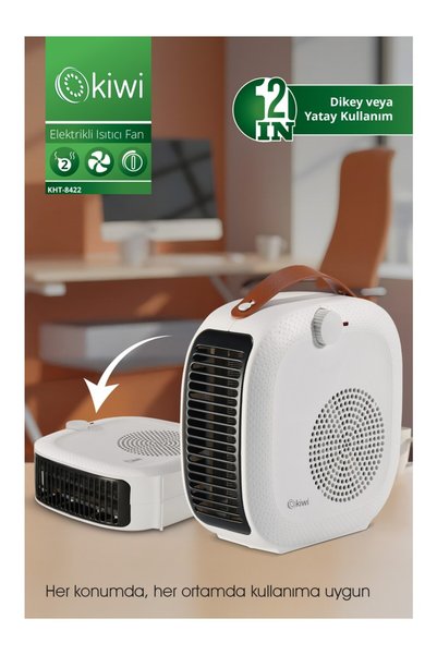 KHT-8422 Elektrikli Isıtıcı Fan | 2 Kademeli Isıtma & Serin Hava Özelliği 1000/2000 w
