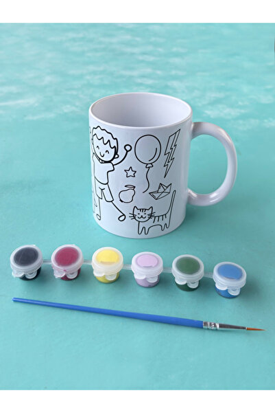 Hepsi Enteresan Paintable Mug for Boys, Mug with Paint Set, April 23, Karne, ...