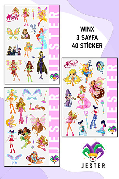 Jester 3 Sayfa Winx Sticker, Çıkartma, Günlük, Ajanda, Planlayıcı, Bullet, Jo...
