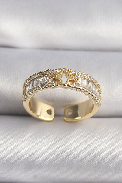 Marsilyan Nvdn- İetaks ™   Brass Gold Color Zircon Stone Star Engraving Vip S...