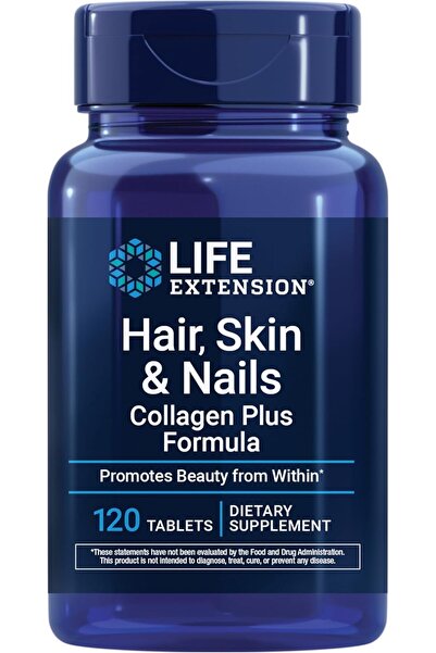 Life Extension Hair Skin & Nails Zinc Biotin Collagen Plus Formula 120 Tablets