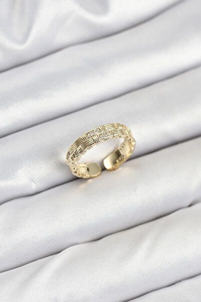 Marsilyan Nvdn- İetaks ™   Brass Gold Color Zircon Stone Women's Ring Iegrs-N...