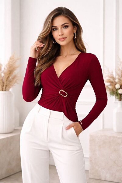 Sitilce Double-Breasted Blouse with Buckle