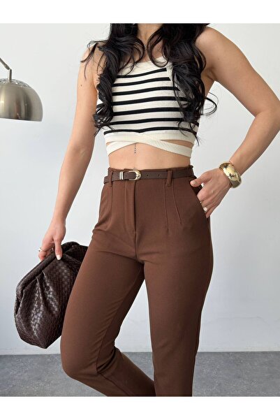 TALY Lycra Imported Fabric, Suede Belt Detail, Comfortable Fit, Tight-Leg Pants