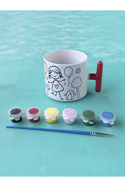 Hepsi Enteresan Paintable T-Cup for Girls, Cup with Paint Set, April 23, Vale...