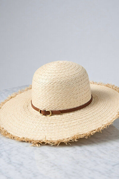 Mollycrush Γυναικείο καπέλο παραλίας σε μπεζ χρώμα με λεπτομέρεια από συνθετι...