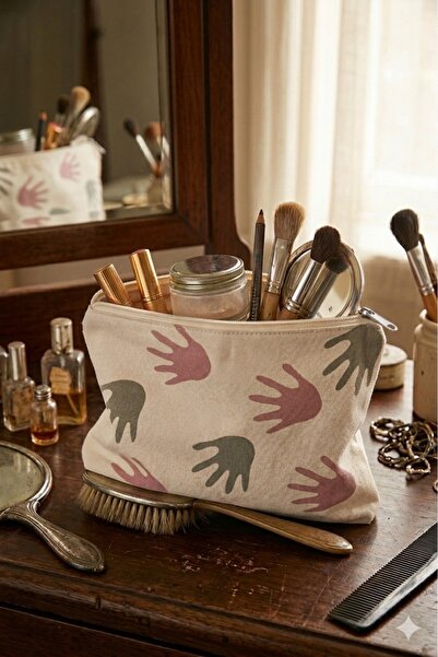 Malinka Patterned Large Size Canvas Makeup Bijouterie Multi-Purpose Organizer...