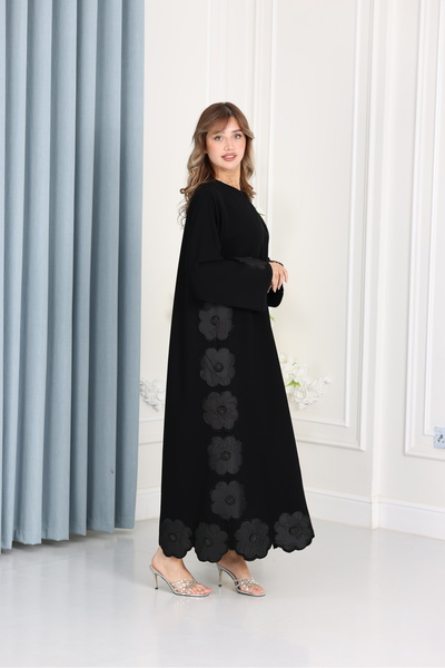 Nasnasa Abayat Indonesian Barbi Abaya with Floral Embroidery and Crystal Work