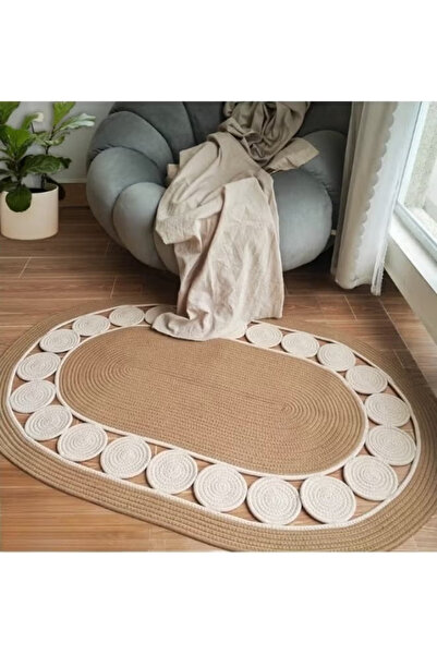 GENERAL سجاد بوهو يدوي الصنع بيضاوي الشكل لغرفة المعيشة - سجاد صغير غير قابل ...