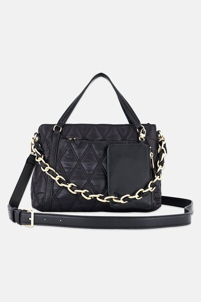 Anne Klein Women Quilted Cross Body Bag With Pouch, Black