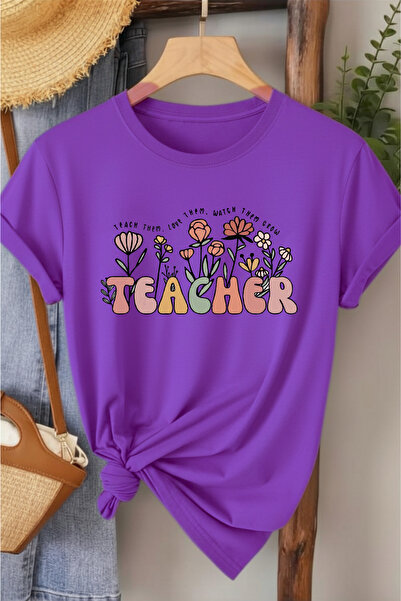 l'eivor Teacher Printed White Women's Cotton T-Shirt