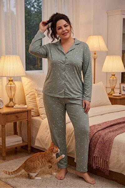 POYLİN HOMEWEAR Kadın Büyük Beden Milan Serisi Yumuşak Dokulu Pamuklu Kalp De...