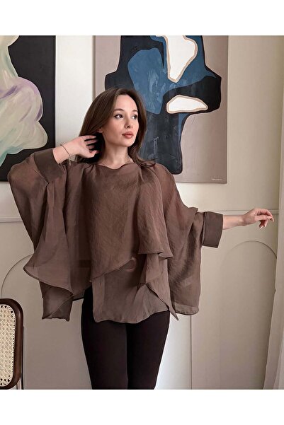 FERZOLAİO Bohemian Brown Chiffon Blouse