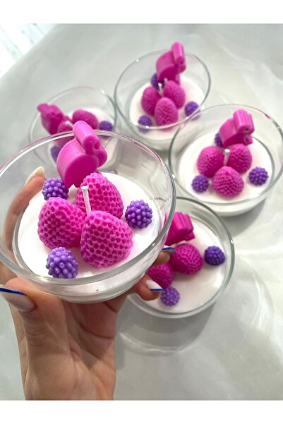 HES ATELIER Berry Bliss Mum - Çilek& Meyve Tasarımlı El Yapımı Dekoratif Cam Mum