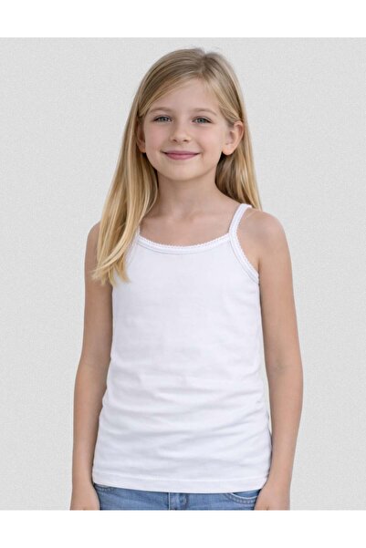 OrganicKid Basic Beyaz Kız Çocuk Askılı Atlet Seti 3'lü