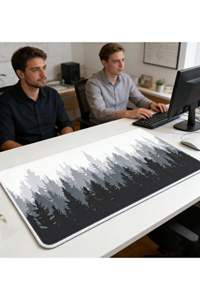 Fikpoo Misty Forest Extended gaming mouse pad, with a non-slip rubber base an...