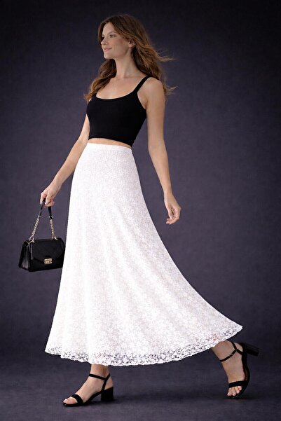 Gocloog Lace High Waist Elastic Comfortable Skirt