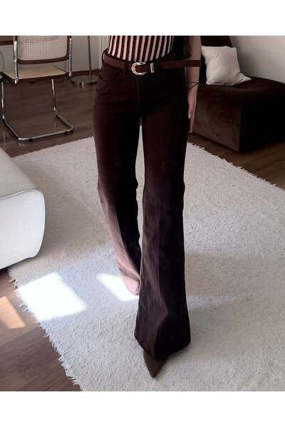 FERZOLAİO Classic Wide Leg Brown Jeans