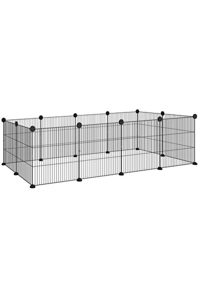 OEM Modular pet pen for small animals, steel/ABS, black, 140 x 70 x 35 cm