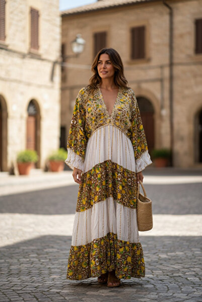 huna hur Bohemian Style Long Layered Maxi Dress