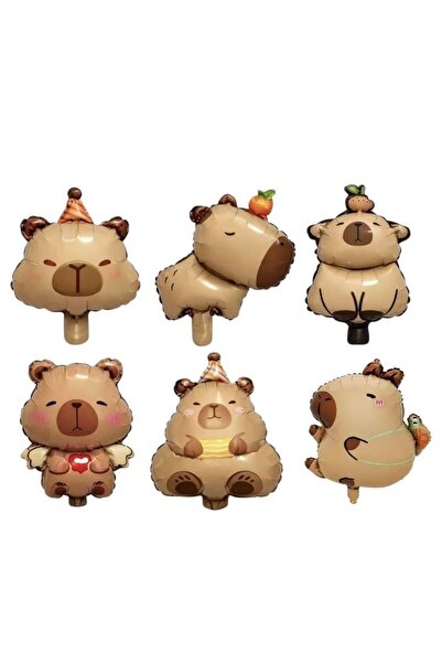 Adana Pasta Malzemeleri 6-Piece Capybara Foil Balloon Set 1002 35cm 6 Pieces