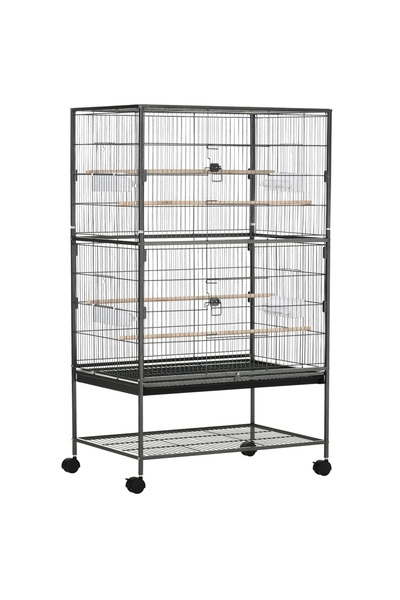 OEM Indoor bird cage, steel/wood, dark grey, 78 x 52 x 132 cm