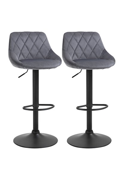 OEM Set of 2 upholstered Re-Bloom bar chairs, polyester/metal, dark grey/blac...