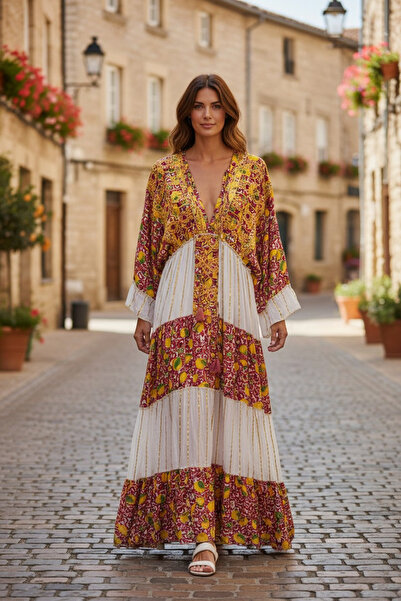 huna hur Bohemian Style Long Layered Maxi Dress