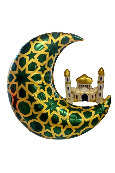 Adana Pasta Malzemeleri Moon Dome Ramadan Green Foil Balloon 65 X 63 cm