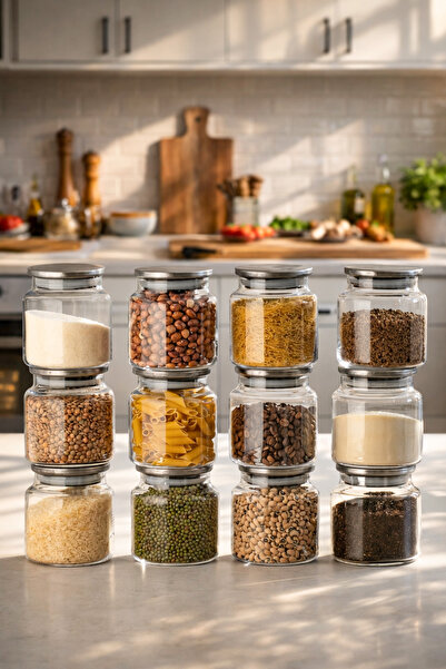 Porsima 4403 Bormio Set of 12 Glass Jars with Metal Lids Vacuum Lid Storage O...