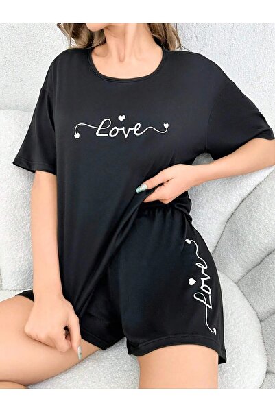 By Layina Women's Love Printed Tracksuit Set - Shorts and T-Shirt Set