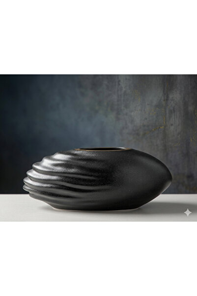 Adeem Black Ceramic Vase-Shaped Urn