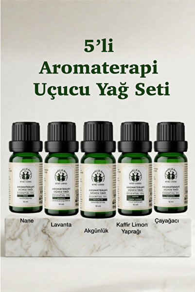 Aura Bitki Cadısı 5’li Arındırıcı Uçucu Yağ Seti - Çay Ağacı, Lavanta, Akgünl...