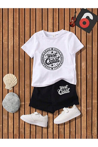 By Layina Set de tricou și pantaloni scurți unisex cu imprimeu pentru copii -...