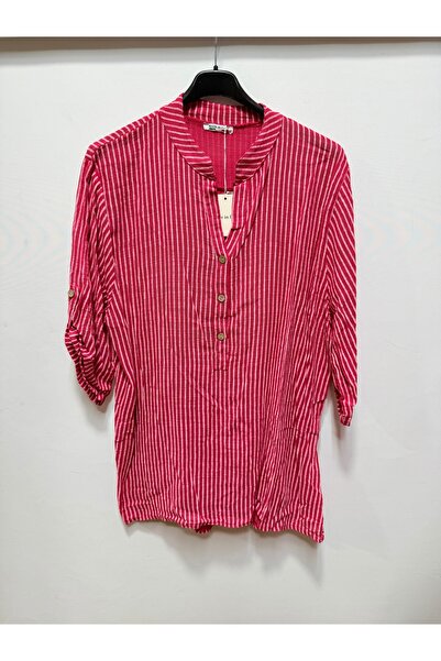 della moor Γυναικεία κόκκινη ιταλική μπλούζα με μοτίβο ρίγες, κοντό μανίκι, o...