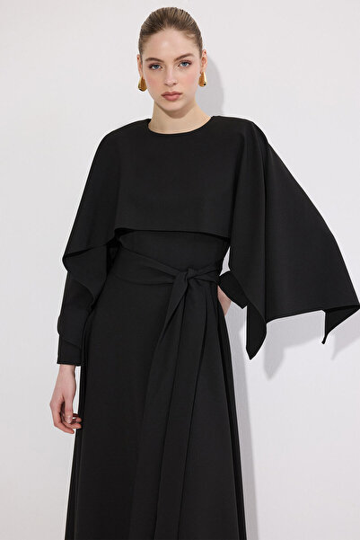 Touché Privé Belted Cape Dress