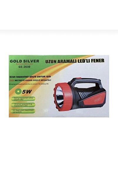 Gold Garden Gold Silver GS-2630 Uzun Menzilli Şarjlı El Feneri 5W LED Projekt...