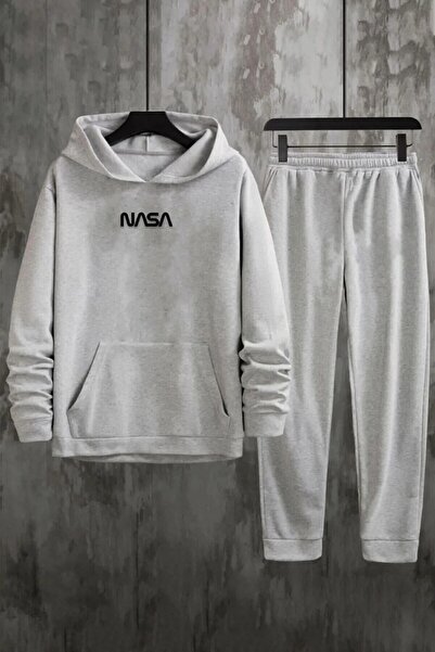 EYAX MODA Printed Unisex Hooded Tracksuit Set