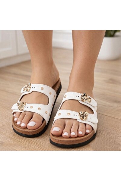FASHION Textured Luxe Dual Strap Buckle Sandals for Women