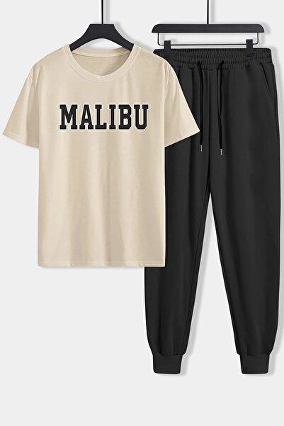 Gollinger طقم بدلة رياضية نسائية مكونة من قطعتين مطبوع عليها ماليبو - تي شيرت...