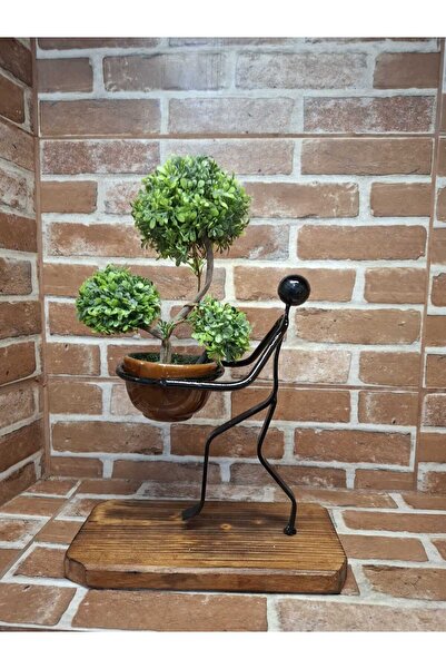 OEM Suport flori, din lemn si fier, handmade, 20x10x23cm