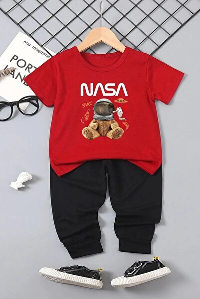 EYAX MODA Girls/Boys Nasa Printed Tracksuit Set - Crew Neck T-Shirt Jogger Sw...