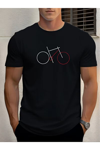 NOURAM Men'S Summer Casual Short-Sleeve T-Shirt with Bicycle Pattern